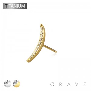 IMPLANT GRADE TITANIUM THREADLESS PUSH IN CZ BEZEL ARCH MOON FAN TOP PART